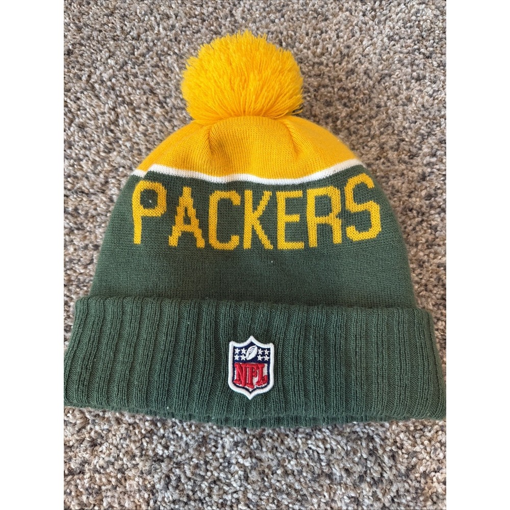 New Era Green Bay Packers NFL Sport Knit Beanie Sideline 2015 Hat Green Gold - Picture 2 of 3